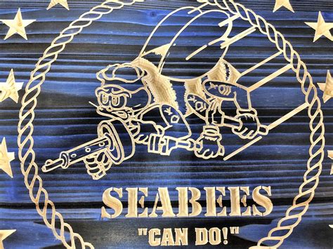 US Navy Seabee can Do Flag Rustic Wood Flag | Etsy