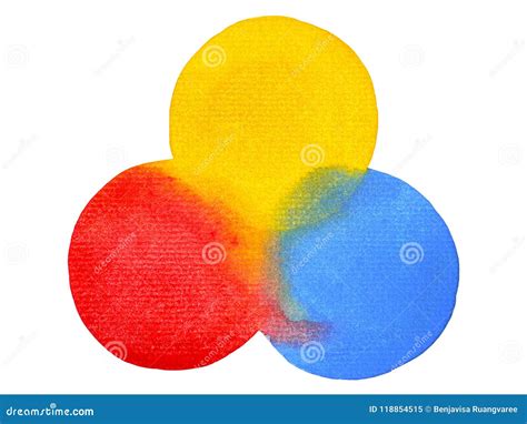 3 Primary Colors, Blue Red Yellow Watercolor Painting Circle Stock Illustration - Illustration ...