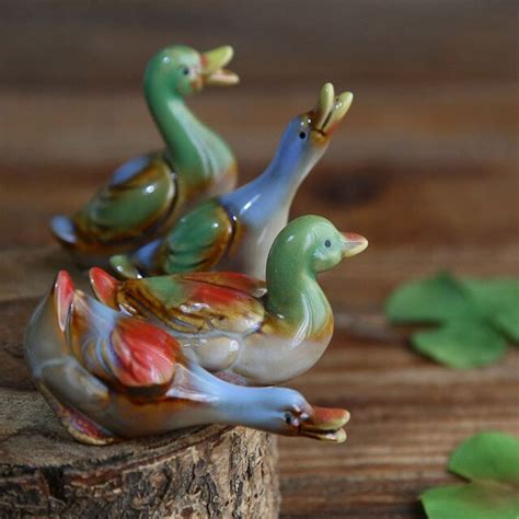 Home Decor Ceramic Duck Ornaments Animals Figurines Creative Duck ...