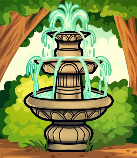 How to Draw a Fountain, Water Fountain | Water fountain, Fountain, Drawings