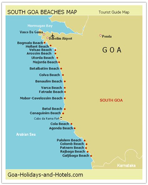 Visit.India: South Goa Map with beach names