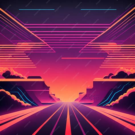 Premium AI Image | vector trendy retro synth line perspective wallpaper with smoke effect