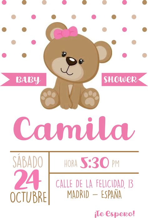 Invitación baby shower oso | Plantillas de invitación para baby shower ...