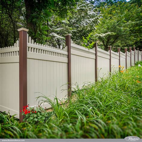 Vinyl Privacy Fence with Stepped Picket Top | Illusions Fence