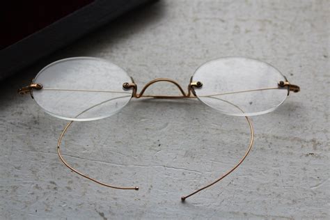 Antique Eyeglasses Gold Colored Frames with Case