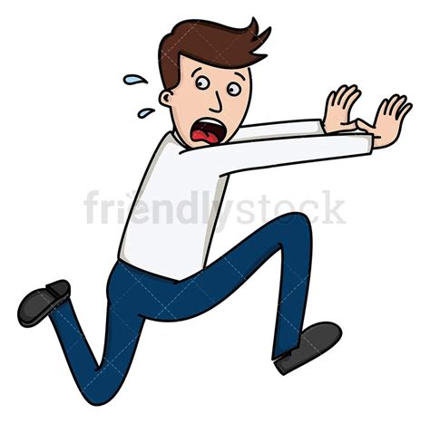 Man Frantically Running Away Cartoon Vector Clipart - FriendlyStock