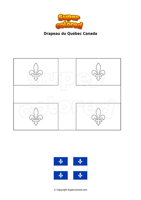 Coloriage Drapeau du Québec Canada - Supercolored.com