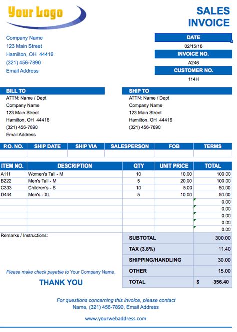 Free Excel Invoice Templates - Smartsheet