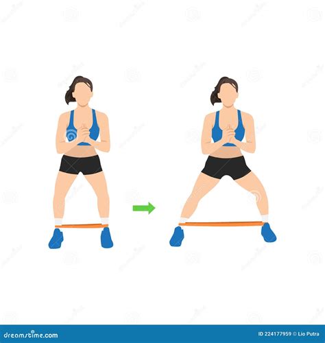 Lateral Walk And Squats With Resistance Band Girl Exercise Gudance ...