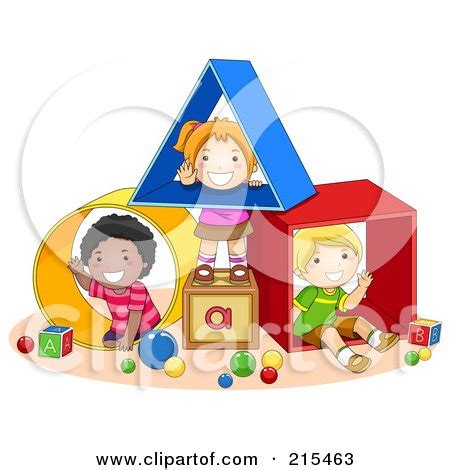 Royalty-Free (RF) Clipart Illustration of Diverse School Kids Playing With Shapes by BNP Design ...