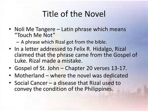 Noli Me Tangere English Title - Conten Den 4