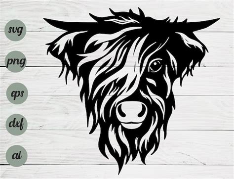 Highland cow svg files Cow face svg Farm animal svg files | Etsy