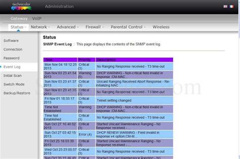 Technicolor router configuration page - providersapje