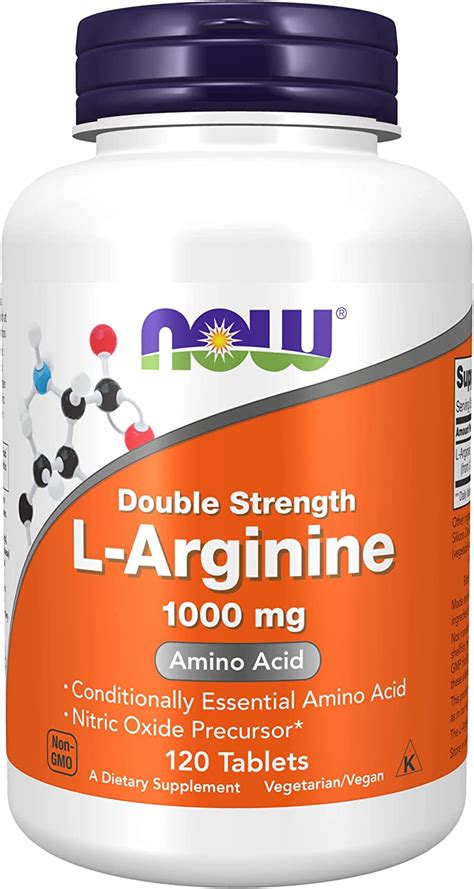 Buy NOW Supplements, L-Arginine 1,000 mg, Essential Amino Acid 120 ...