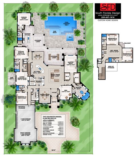 South Florida Design Mediterranean 6 Bedroom House Plan-South Florida Design