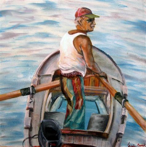 Fisherman Painting, Fisherman Print, Fisherman Art, Old Man Fishing, Boat Painting, Boat Art ...