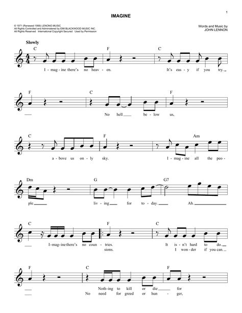 John Lennon - Imagine sheet music