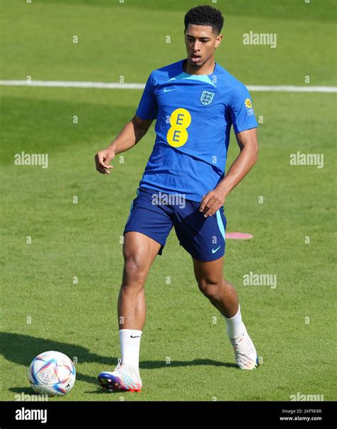 England's Jude Bellingham during a training session at the Al Wakrah Sports Club Stadium, Al ...