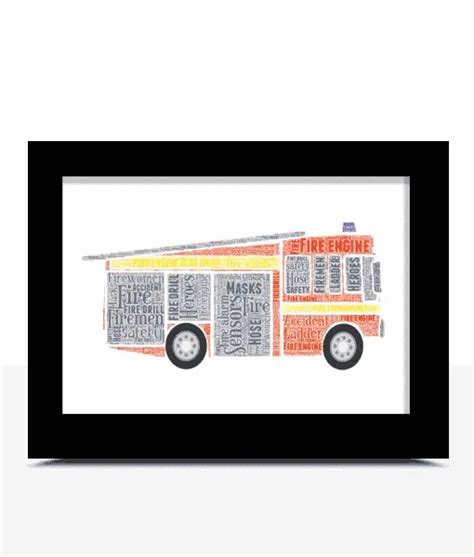 Personalised Fire Engine Word Art Picture Print Gift