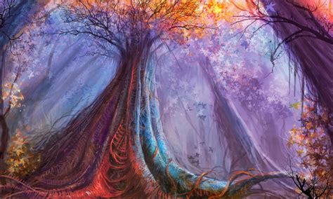 Wallpaper : trees, painting, fantasy art, ART, color, autumn, flower, modern art, fractal art ...