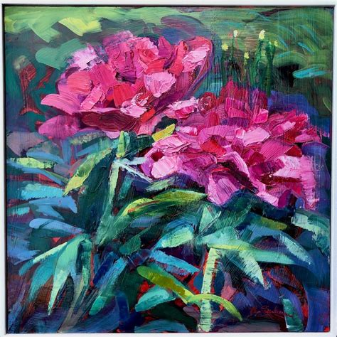 "Chanticleer Peony Profusion 6" oil painting on wood is a luscious ...