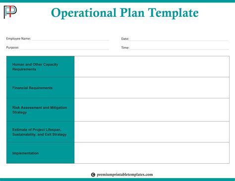 Operational Plan Template - Excel Templates - Excel Templates