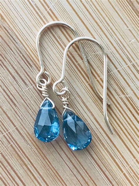 London Blue Earrings Briolette Earrings Blue Topaz Earrings London Blue Topaz earrings Quartz ...