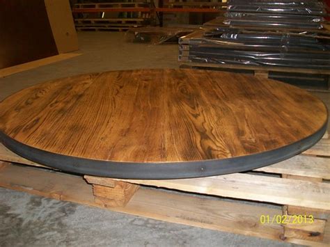 3 - Circular Oak Table Top with Aged Steel Edge Band | Flickr