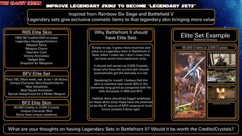 Battlefront II Should improve Legendary skins to become Legendary Sets. : r/StarWarsBattlefront