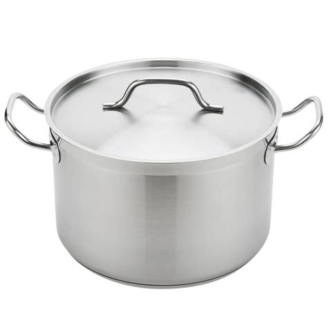 Vigor 12 Qt. Heavy-Duty Stainless Steel Aluminum-Clad Stock Pot with Cover