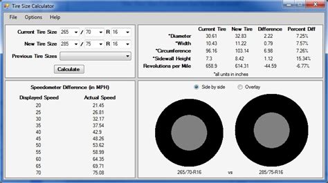 Tire size calculator - lokinude