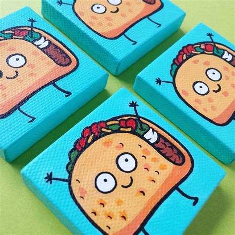 Happy Taco Paintings by Gina Kirlew | Taco cartoon, Cute cartoon food, Happy taco