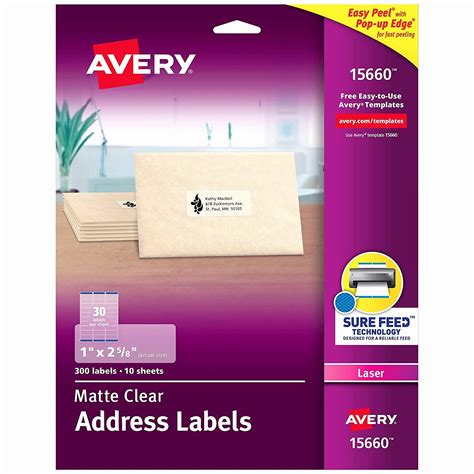 Avery 2x4 Labels Template New Avery Clear Easy Peel Address Labels for Laser Printers 1" X ...