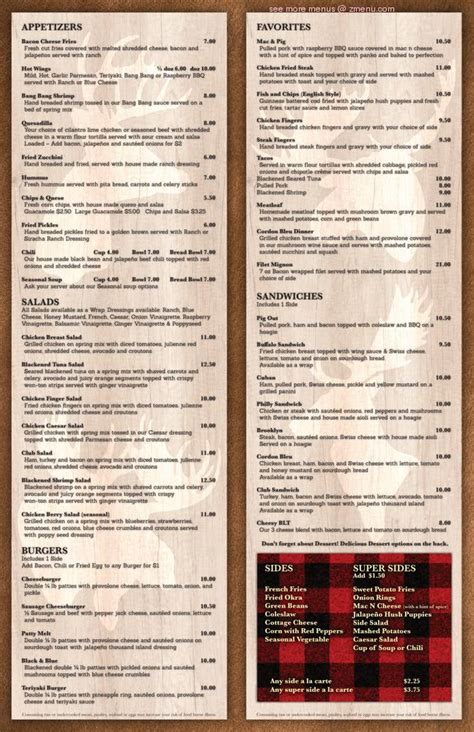 Online Menu of The LODGE Eatery and Pub Restaurant, Catoosa, Oklahoma ...