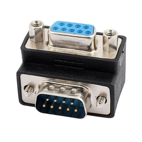 VGA HD15 9-Pin Male to Female M/F 90 Degree Connector Adapter Black - Walmart.com - Walmart.com