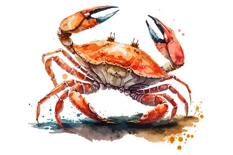 Watercolor Crab Vector Illustration Graphic by BreakingDots · Creative Fabrica