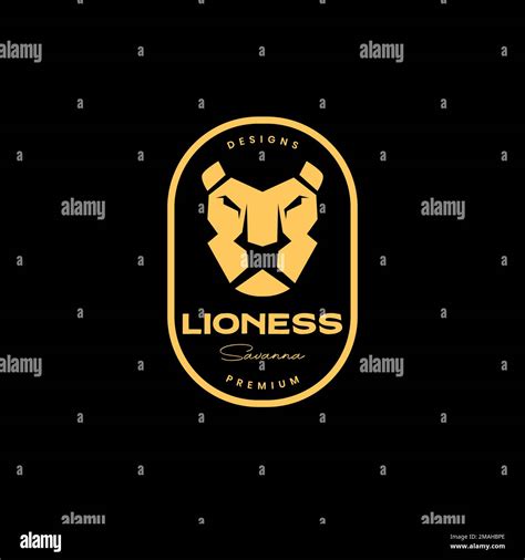 face lioness beast focus badge vintage logo design vector icon ...
