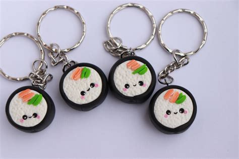 ONE Sushi Keychain Bag Charm Polymer clay Kawaii Sushi | Etsy