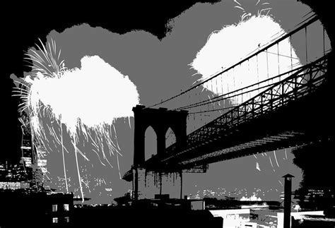 Brooklyn Bridge Fireworks BW3 Photograph by Scott Kelley - Fine Art America