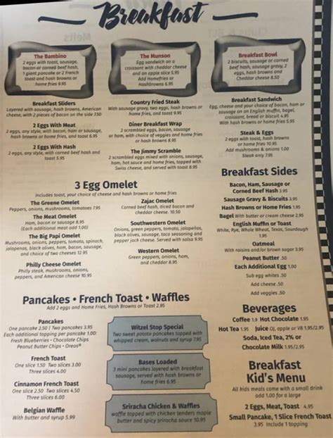 The Diner Menu, Horseheads, NY