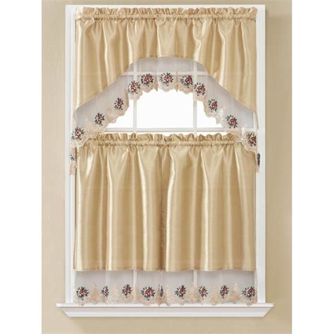 One Allium Way® Ipswich Swag 60'' Kitchen Curtain in Beige | Wayfair