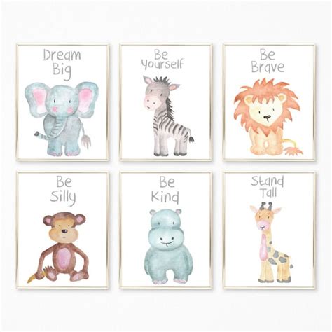 Animal Nursery Art, Watercolor Animals Art Prints Or Canvas Set Of 6 ...