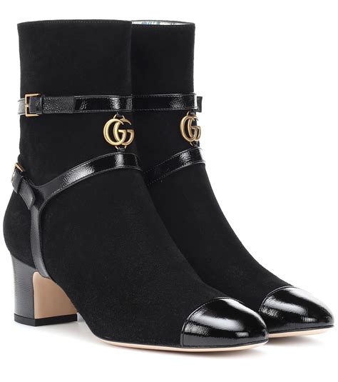 Gucci Geraldine Suede Ankle Boots in Black - Lyst