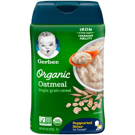 Gerber Organic Single-Grain Oatmeal Baby Cereal, 8 oz. - Walmart.com - Walmart.com