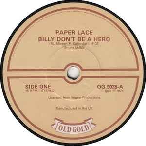 Paper Lace – Billy Don't Be A Hero (Vinyl) - Discogs