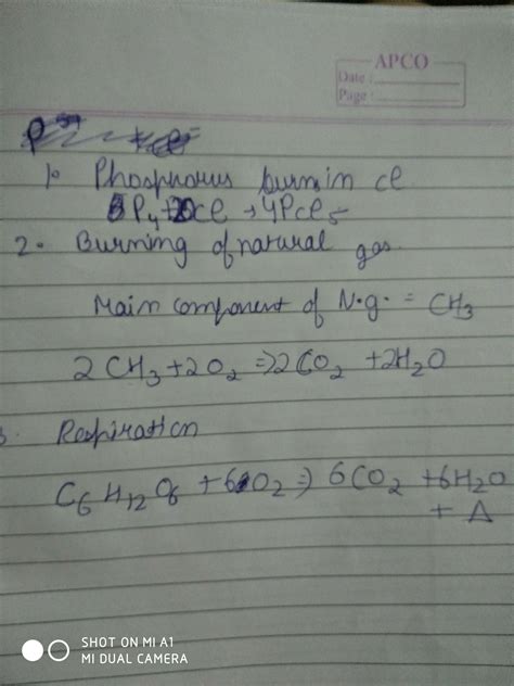 B) Write the balanced chemical equation for the following reactions ...