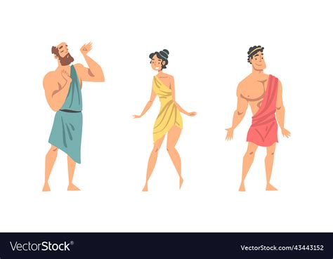 Ancient greek people in traditional clothes set Vector Image