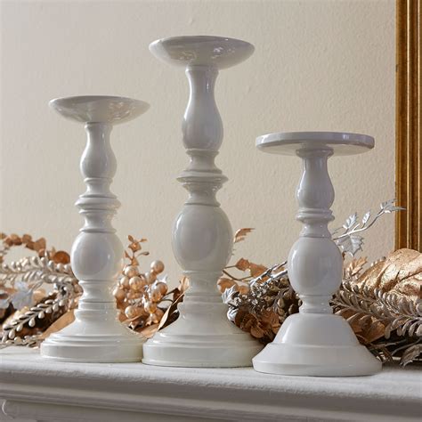 White Candlesticks, Set of 3 | Brylane Home