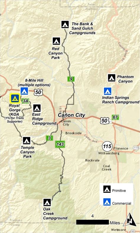 Canon City Area Campground Map - Royal Gorge Region