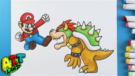 How to Draw MARIO VS BOWSER - YouTube